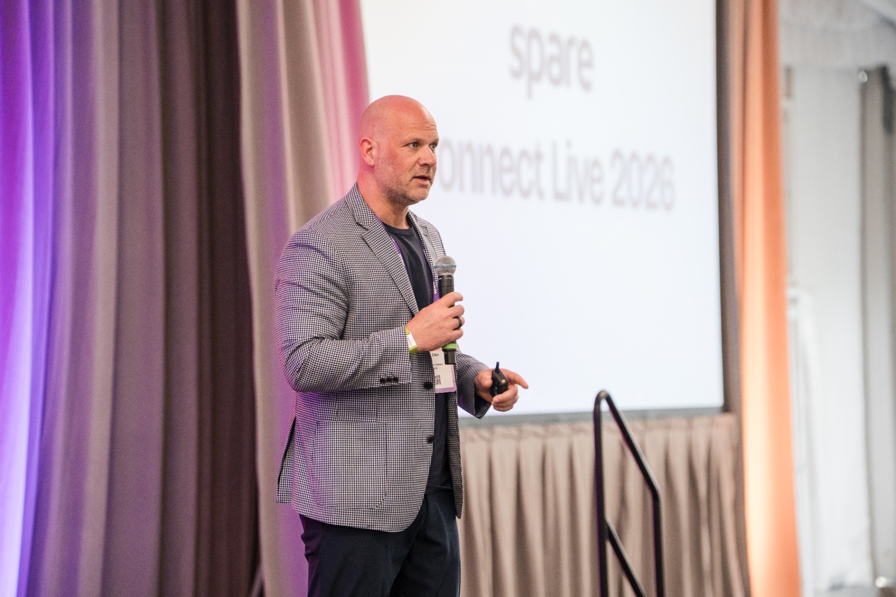 Speaker presenting at the Spare Connect Live 2026 close